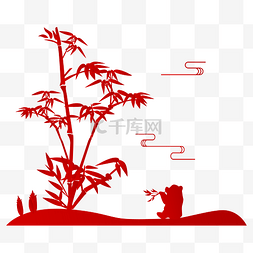 竹子剪影熊猫矢量图