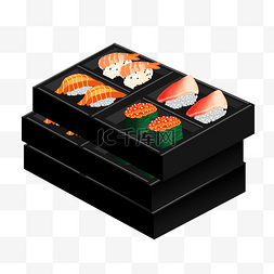 烤三文鱼寿司图片_三盒刺身寿司