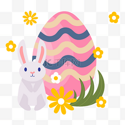 复活节图片_复活节节日装饰粉红色彩蛋兔子
