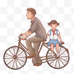 孩子骑父亲图片_骑着自行车的父亲