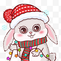 戴帽子小兔子圣诞动物
