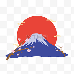 日式熔岩蛋糕图片_日式元素富士山和樱花