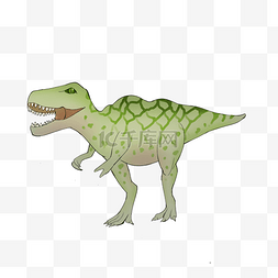 咆哮霸王龙图片_绿色恐龙侏罗纪插画