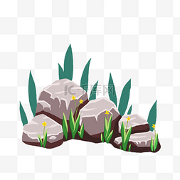 石头绿色小草
