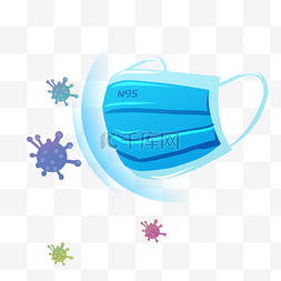 细菌蓝色图片_蓝色呼吸口罩抗病毒