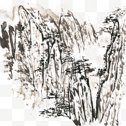 水墨山图片_山峦叠嶂水墨画PNG免抠素材