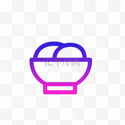 丸子图片_紫色扁平渐变美食娱乐APP图标碗丸