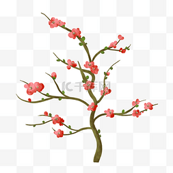 红色花朵立面树png