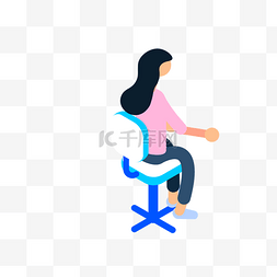 坐着的女人图片_卡通坐着的女人免扣图