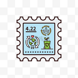 环保蓝色邮票风格节能清新风标志