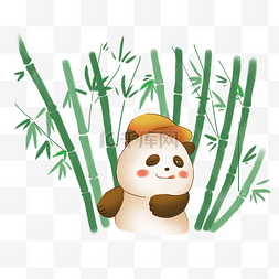 卡通熊猫与竹林