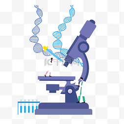 新冠病毒病毒卡通图片_卡通手绘显微镜药物研究图