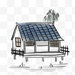 房屋建筑元素图片_中国画水墨房屋