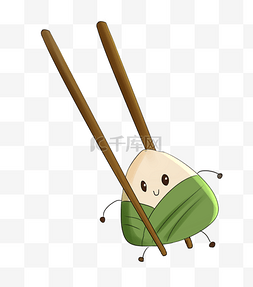 绿叶粽子图片_可爱筷子夹粽子