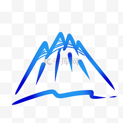 蓝色山峰图片_线描蓝色山脉