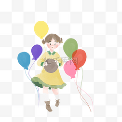 儿童节气球少女