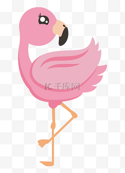 回头的粉色火烈鸟插画