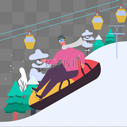 大雪图片_卡通手绘冬季滑雪插画