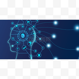 科技背景数据图片_蓝色商务大脑科技