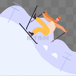 大雪图片_手绘卡通冬季滑雪插画