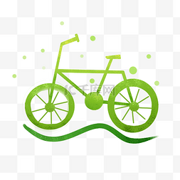 自行车出行图片_绿色出行自行车