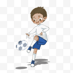 儿童节线稿图片_卡通儿童踢足球手绘插画水彩元素