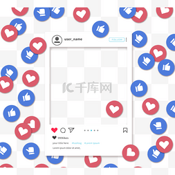 社交ui图片_简约instagram喜欢红心社交边框