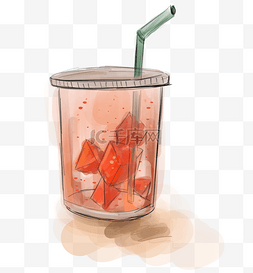鲜榨果汁夏季图片_夏天红色西瓜汁