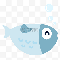 可爱动物卡通蓝色小鱼