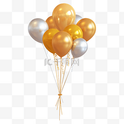 漂浮气球立体图片_白金立体质感仿真气球