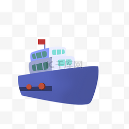 交通图片_蓝色的轮船装饰插画