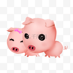 两只猪猪图片_两只粉色小猪