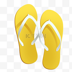 暑假黄色图片_黄色拖鞋PSD透明底