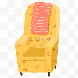 黄色花纹沙发家具用品