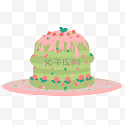 美食蛋糕绿色卡通