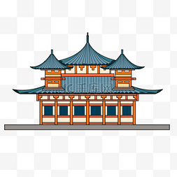 祈福寺庙祈福图片_手绘扁平风格日本寺庙建筑