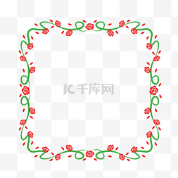 七夕节玫瑰植物方形边框