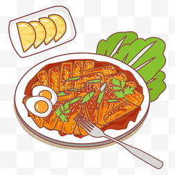 韩国料理炒年糕矢量图
