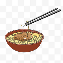 卡通筷子碗图片_一碗美味的面条插画