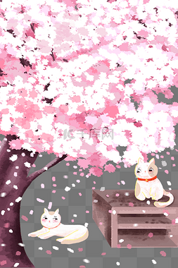 春暖花开粉色图片_樱花节春暖花开小猫咪