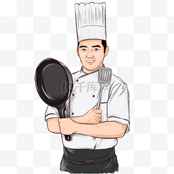 厨师素材图片_手绘国潮厨师 大厨
