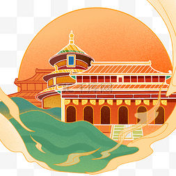 中国风建筑故宫装饰旅游地标