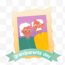 照相框图片_卡通手绘祖父母节相框插画