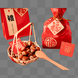 春节放假通知图片_新年过年春节栗子坚果年货食品