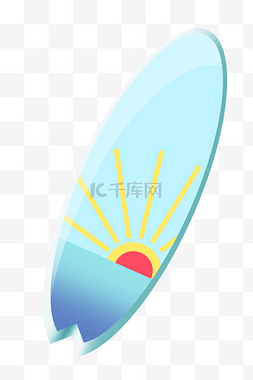 蓝色冲浪板插画