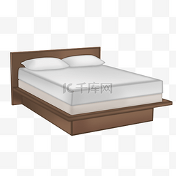 木质双人床图片_白色床垫双人床
