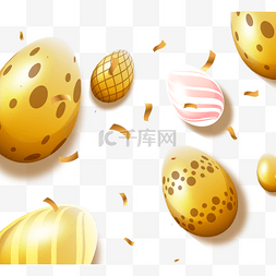 金色边框条纹图片_复活节手绘金色蛋装饰