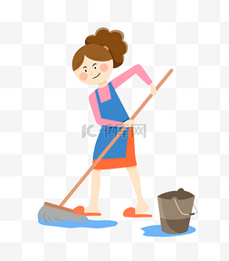打扫卫生女人图片_做家务拖地女人