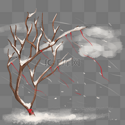 下雪图片下雪天气图片_冬天古风飘带树枝