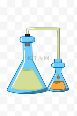 蓝色的化学瓶子插画